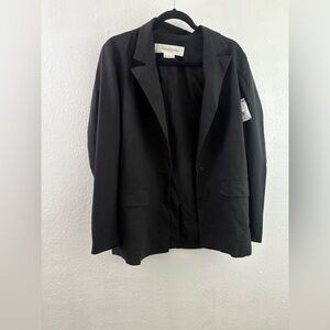 Treasure & Bond Linen and viscose Blend one button Blazer In Black size L
